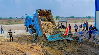 Just Opening New Best Project Filling Land Use Dump Truck 5Ton & KOMATSU D31P Bulldozer Pushing Soil