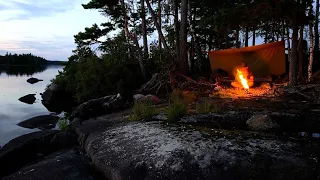 Infinite Islands - 3 days solo bushcraft, wild camping, northern wilderness, wool poncho, tarp