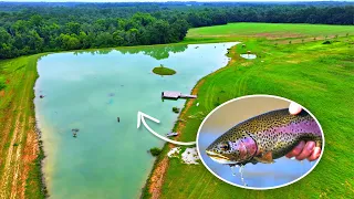 Stocking Rainbow Trout in the 5 Acre Pond!