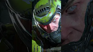 DOOM Slayer looks into the camera while 'The Only Thing They Fear Is You' is playing (Mick Gordon)