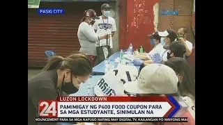 24 Oras: Pamimigay ng P400 food coupon para sa mga estudyante, sinimulan na