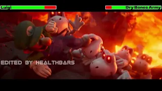 The Super Mario Bros. Movie (2023) Dark Lands Scene with healthbars