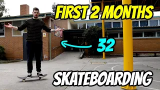 My FIRST 2 Month Skateboard Progression | Learning How To Skateboard at 32!