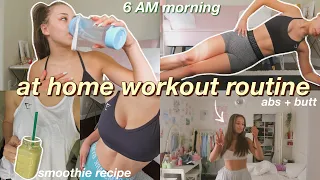 6 am morning routine + at home workout routine! (ABS & BUTT) + gymshark haul! (vlog)