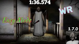 Granny V1.7.0 - Easy Mode Door Escape Any% Speedrun In 1:36.574 (WR)