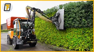 OVERGROWN HEDGES getting cut SMOOTHLY! ! - Satisfying Hedge Trimming and Grass Cutting Machines
