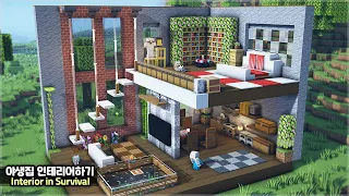 ⛏️ Minecraft :: 🏠 How to do Interior Your Survival House 🛏️ [마인크래프트 야생 집 인테리어 하는 방법 건축강좌]