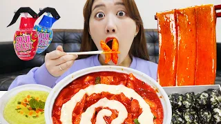 엽기 떡볶이 먹방! SPICY Tteokbokki MUKBANG 중국당면, 베이컨, 주먹밥, 핫도그, 버터꿀봉 리얼먹방 | KINI 키니