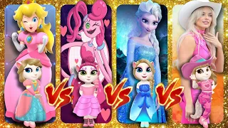 My talking Angela 2 || Princess Peach vS Frozen Elsa vS Mommy Long Legs vS Barbie || cosplay