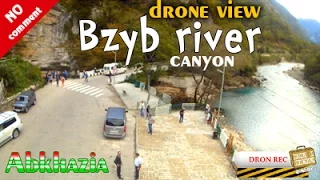 Canyon of the Bzyb River. Drone view. Blue lake