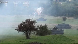 Gefechtsübung Bundeswehr Leopard 2A6 überrollt Auto Car squashed by Tank crushing Car Panzer PKW