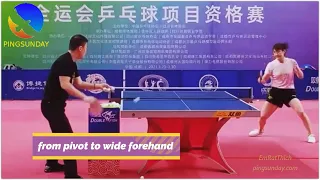 Chen Meng learns footwork with coach Ma Lin