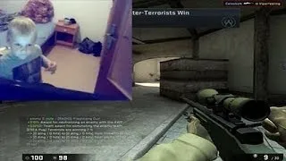 Kid wins CS:GO Round with one hand