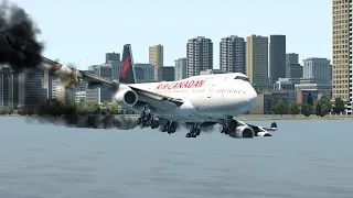 Boeing 747 Emergency Landing On Hudson River After Hits Birds |XP11