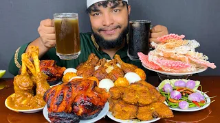 ASMR EATING MUTTON CURRY, GRILLED CHICKEN , CHICKEN CURRY , MUTTON BOTI CURRY AND FISH FRY WITH RICE