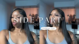 How to: Deep Side part Quick Weave | Flat and seamless + frontal like | Jada Allure