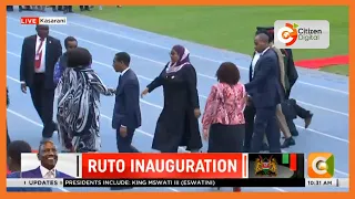 President of Tanzania Samia Suluhu arrives at Kasarani Stadium for the Inauguration ceremony