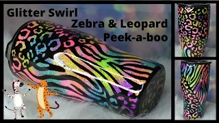 Glitter Swirl Zebra & Leopard Peek a boo Tumbler