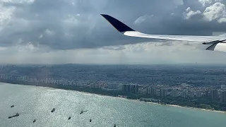 Singapore Airlines A350. Landing to Changi Airport, Singapore