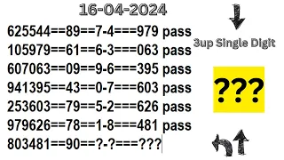 3up Single Digit 16-04-2024 | Thailand Result Today  Thai Lottery Sure Tips