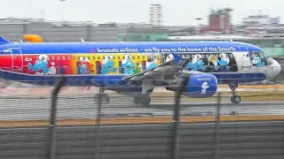 [FullHD] Brussels Airlines A320 Smurfs+Red Devils (OO-SND, OO-SNA) at London Heathrow Airport!