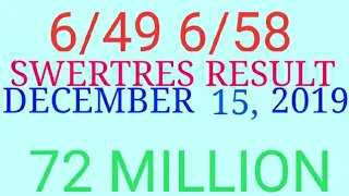 🔴Live Now: lotto result today 9pm December 15 2019 - Official PCSO Lotto result - sunday 6/49 6/58