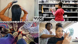 BUSY VLOG: Straight to Curly Hair Routine + Current Makeup Routine + lots of Shopping with Me