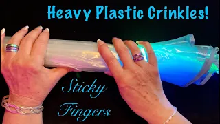 ASMR Squeezing heavy plastic with sticky fingers! (No talking only) Vinyl crinkles~Requested
