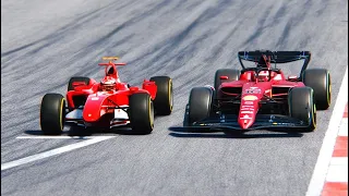 Ferrari F1 2004 Twin Turbo (NO WINGS + SLICKS) vs Ferrari F1 2004 - Monza GP