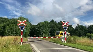 Railroad crossing on a highway exit