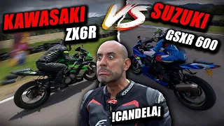 🔥KAWASAKI ZX6R 🆚 SUZUKI GSX-R 600🏁🔥 Fullgass Drag Race Cuarto de milla #fullgass #batallas