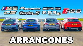 BMW M5 CS vs AMG E63 vs Audi RS6 vs Porsche Panamera Turbo: ARRANCONES