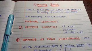 Committee System || lec.41 || Handwritten notes || Indian Polity || An aspirant !