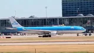 KLM Airlines A330 taxi and takeoff.YVR-AMS