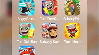 Angry Gran, Tom Time Rush, Subway Princess,Tom Gold Run, Subway Surfers, Tom Hero Dash, Supper Wings