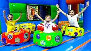 Roma and Diana play with Mom - Fun Indoor Playground for Kids and Family
