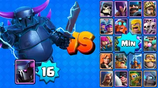 PEKKA Nv16 vs TODAS LAS CARTAS AL MÍNIMO | Clash Royale