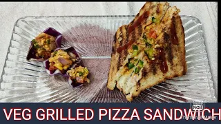 Grilled pizza sandwich recipe/ how to make grilled cheese pizza sandwich/easy pizza sandwich recipe