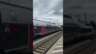 TGV 9583 von Marseille nach Frankfurt am Main Hbf bei der Durchfahrt in Karlsruhe Hagsfeld.