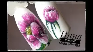 🌺Рисуем ПИОН на ногтях🌺ЦВЕТЫ на ногтях🌺Дизайн ногтей гель лаком🌺Nail Design Shellac🌺