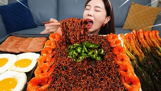 ENG SUB) Perfect Combo 🔥 Korean Ramen Jjapaghetti Homemade Kimchi Recipe Mukbang ASMR Ssoyoung