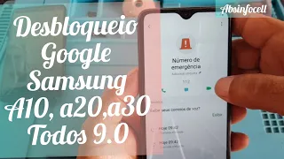 Desbloqueio fácil sem pc sem fones sem chip conta Google sansung a10 a20 a30 s8 j8 2021 versão 9.0