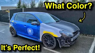 Rebuilding A WRECKED And MODDED 2012 MK6 Volkswagen Golf R From COPART Part 7! (WHAT COLOR PAINT?)