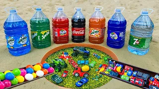 Racing Cars VS Marble Run Race ASMR, Haba Slope with MCQUEEN, Balls, Coca Cola, Fanta, Sprite,Mentos