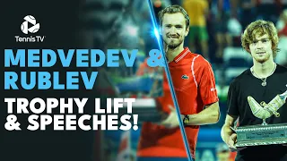 Medvedev & Rublev Brotherly Love in Dubai Final Trophy Ceremony and Speeches | Dubai 2023