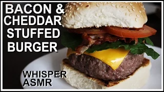 Bacon & Cheddar Stuffed Burger -  Whispering ASMR cooking recipe