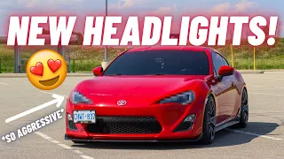 INSTALLING AGGRESSIVE NEW HEADLIGHTS ON THE FRS! *CRAZY TRANSFORMATION*