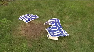 Cleveland couple's political yard sign, endorsing Ward 7 city council candidate, blown up with M-80