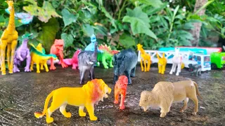 mainan hewan-hewanan gajah, dinosaurus, jerapah, singa, kuda dan rusa
