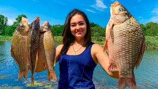 Fishing on the Ukrainian River! Cooked Delicious Carp in Nature